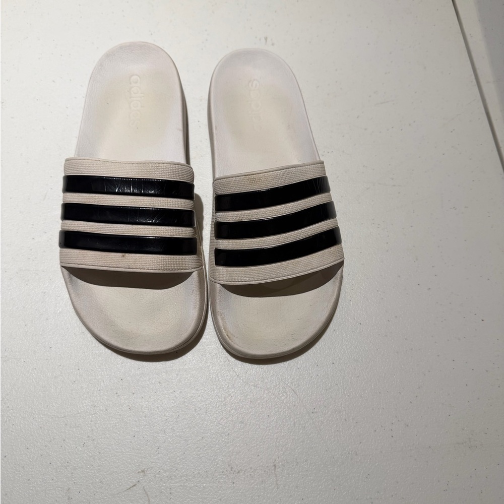 Adidas Black and White Slide Sandals